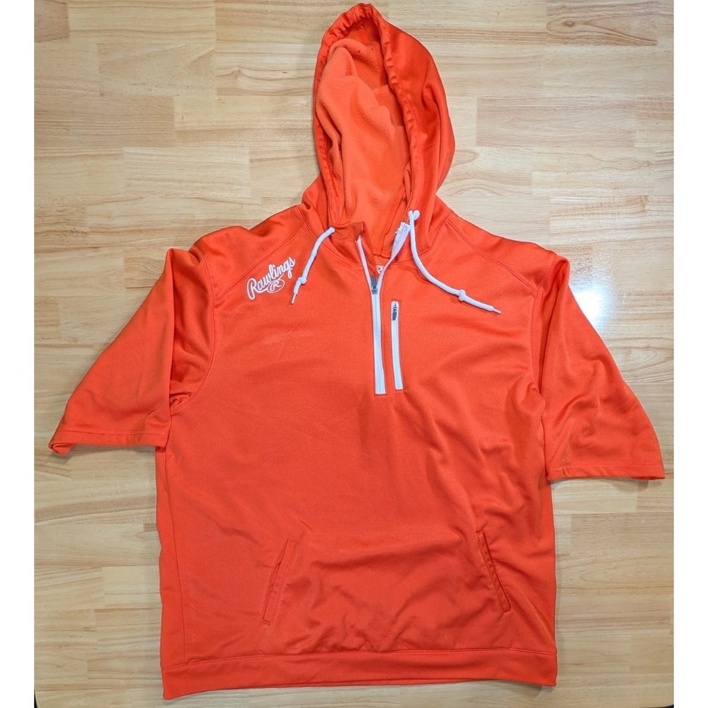 Rawlings Adult 3XL Orange Short Sleeve Hoodie Pullover Athletic